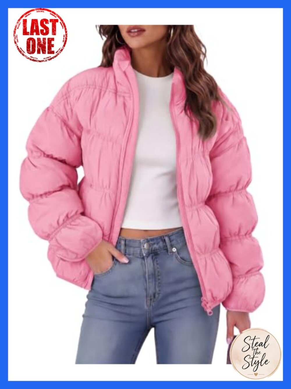 Womens Winter Puffer Jacket Quilted Zip Up Warm Coat Casual